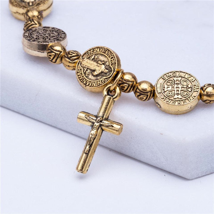 Olivenorma Golden Silver Colorm Jesus Christianity Cross Bracelet