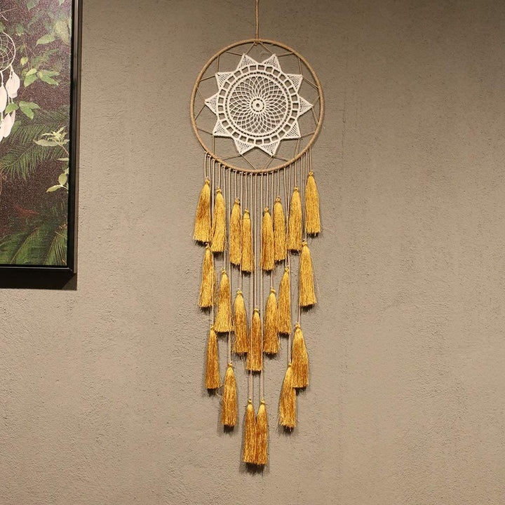 Olivenorma Braided Lace Tassel Pendant Dream Catcher - Yellow - image 9