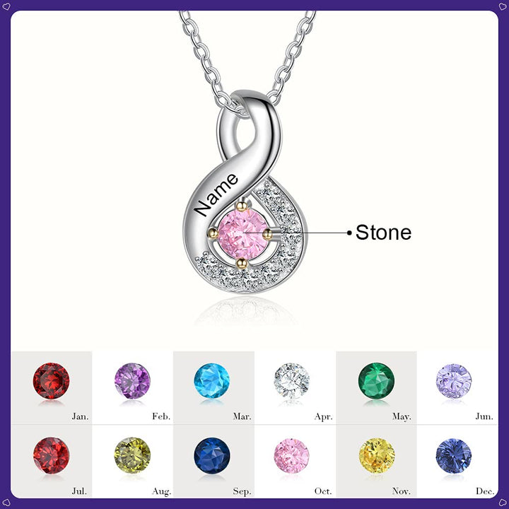 Olivenorma Women Birthstone Engraved Name Necklace