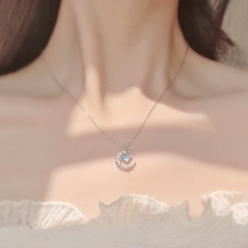 Olivenorma Celestial Dainty Moon Moonstone Necklace