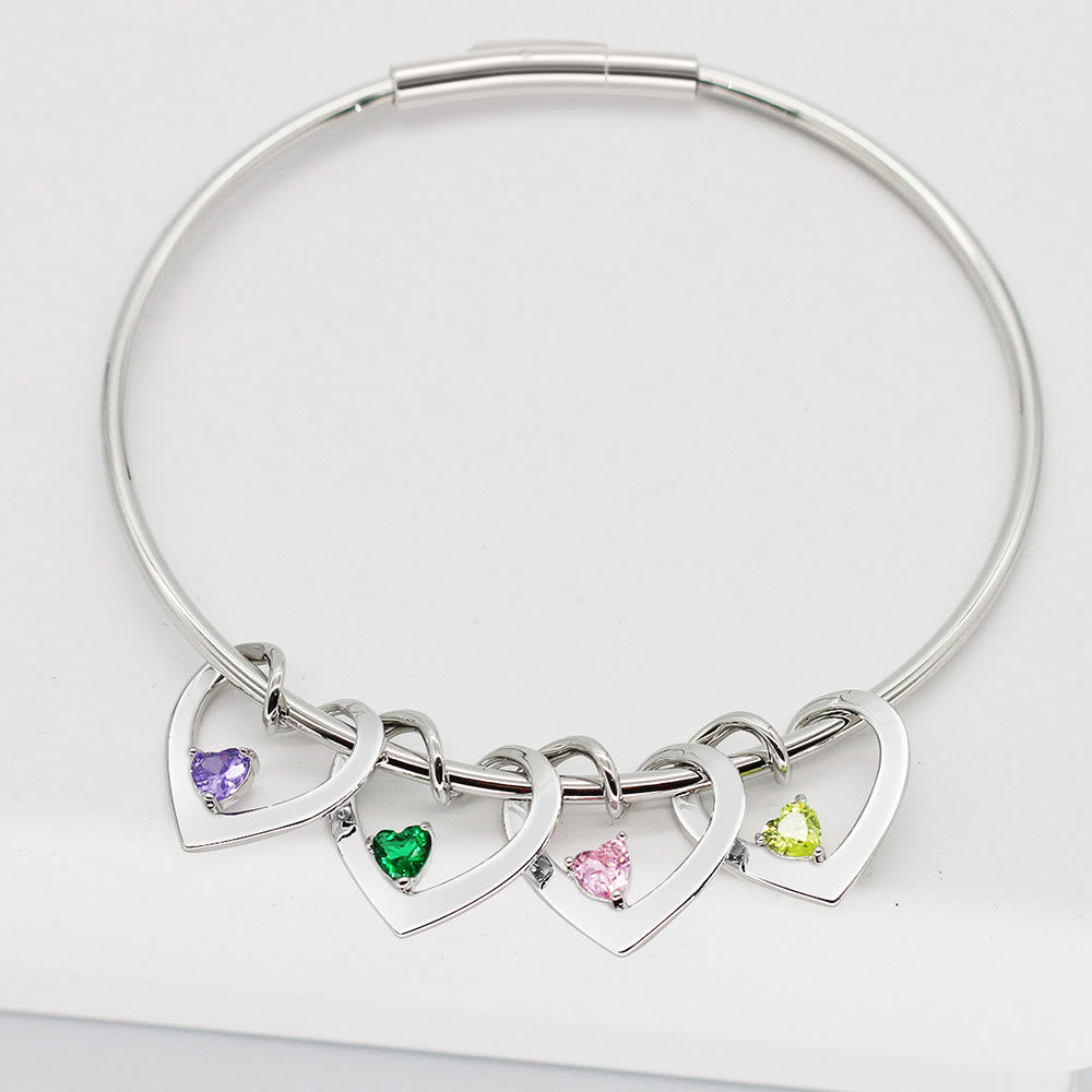 Olivenorma Personalized Custom Name Birthstone Heart Charm Chain Bracelet