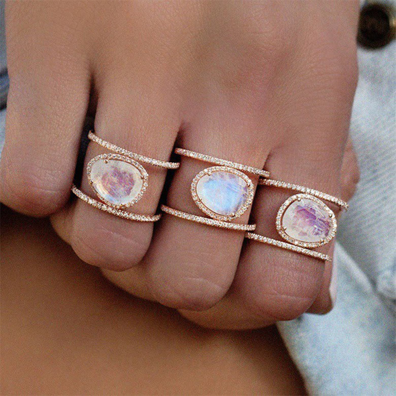 Olivenorma Irregular Moonstone Ring