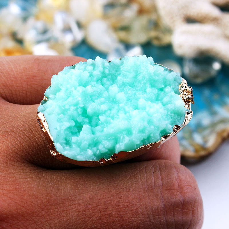 Olivenorma Amazonite Citrine Cluster Ring