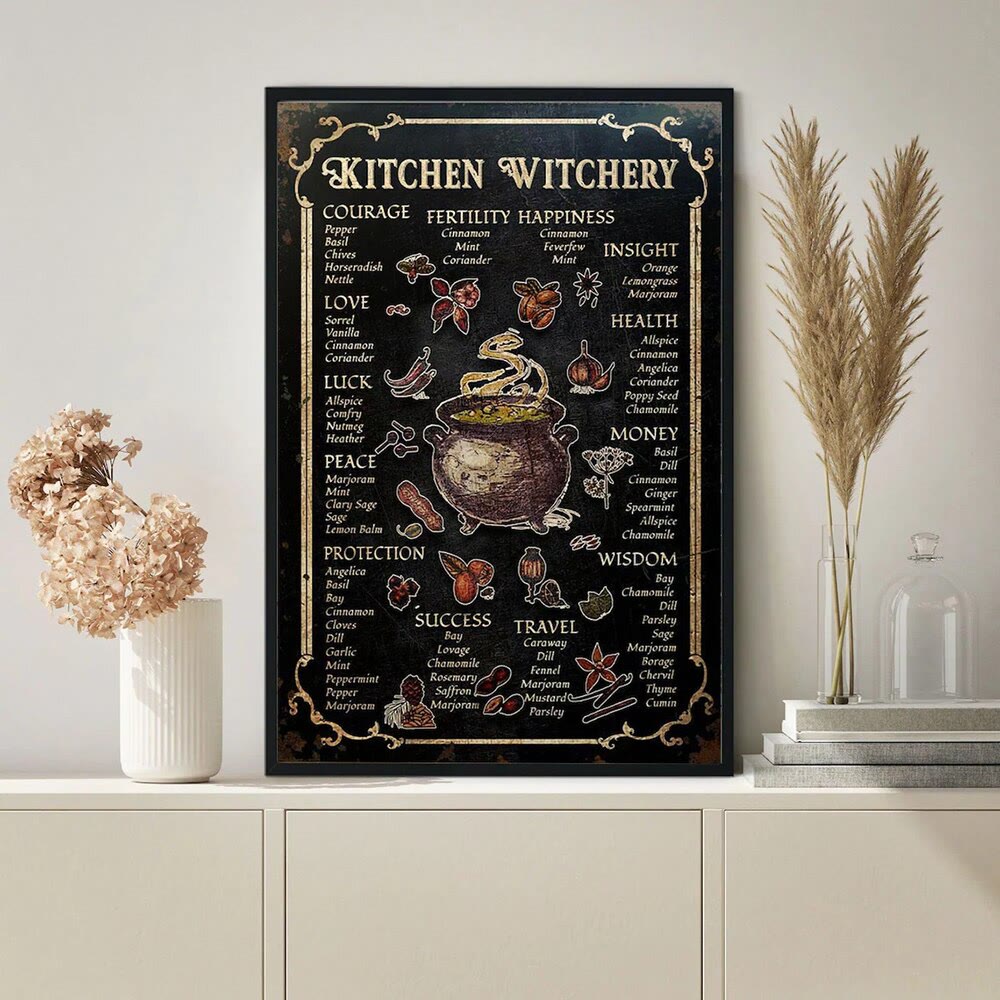 Olivenorma Witch's Kitchen Cookbook Black Metal Plate Wall Decor