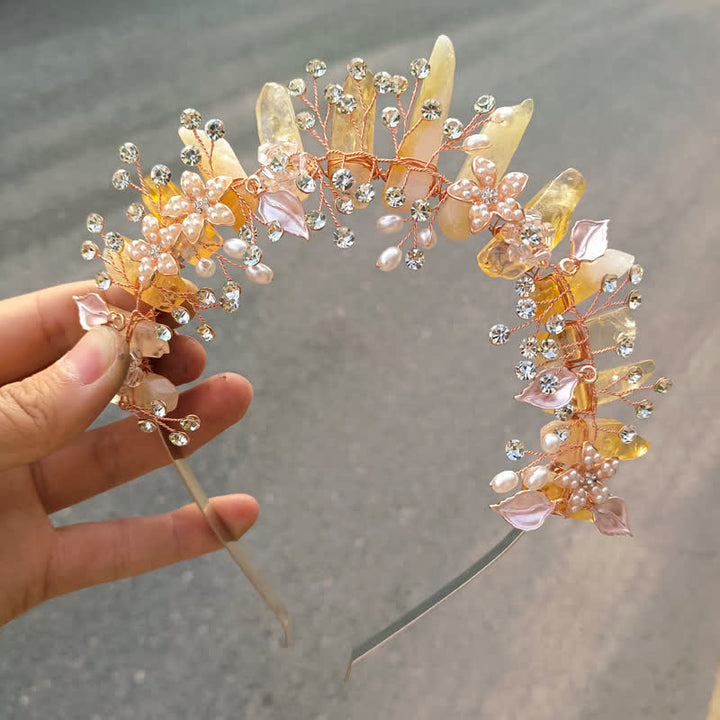 Olivenorma Luxury Natural Crystal With Pearl Crystal Crown