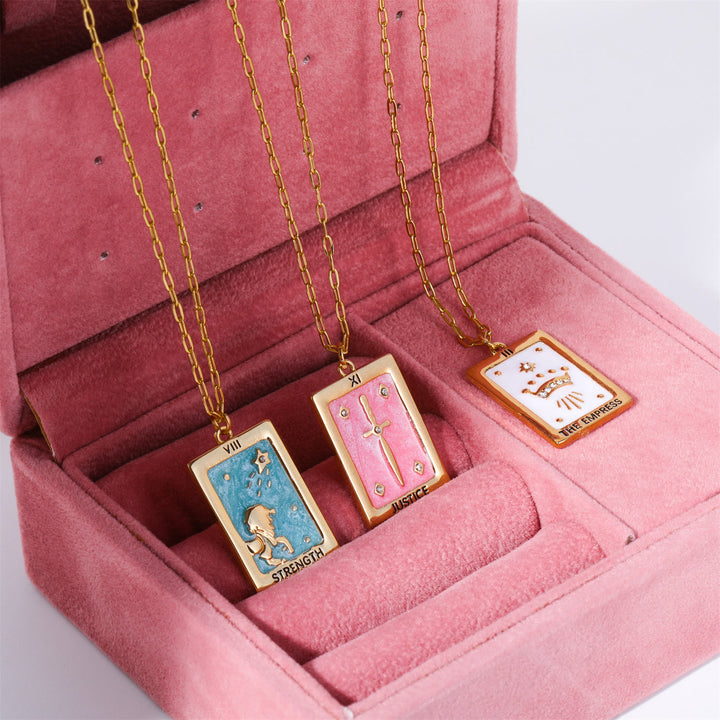 Olivenorma Vintage Tarot Card Square Pendant Titanium Steel Necklace