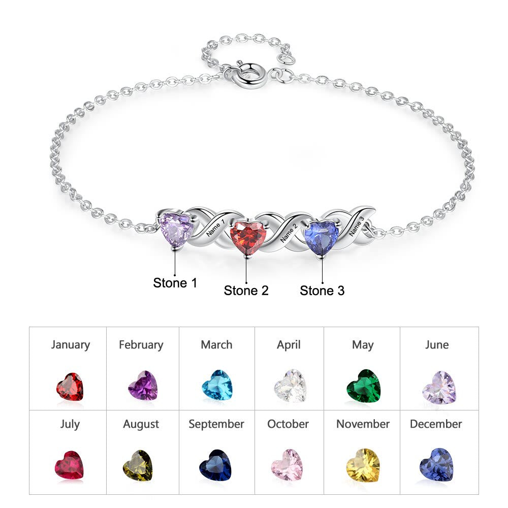 Olivenorma Custom Engraved Mothers Birthstone Bracelet