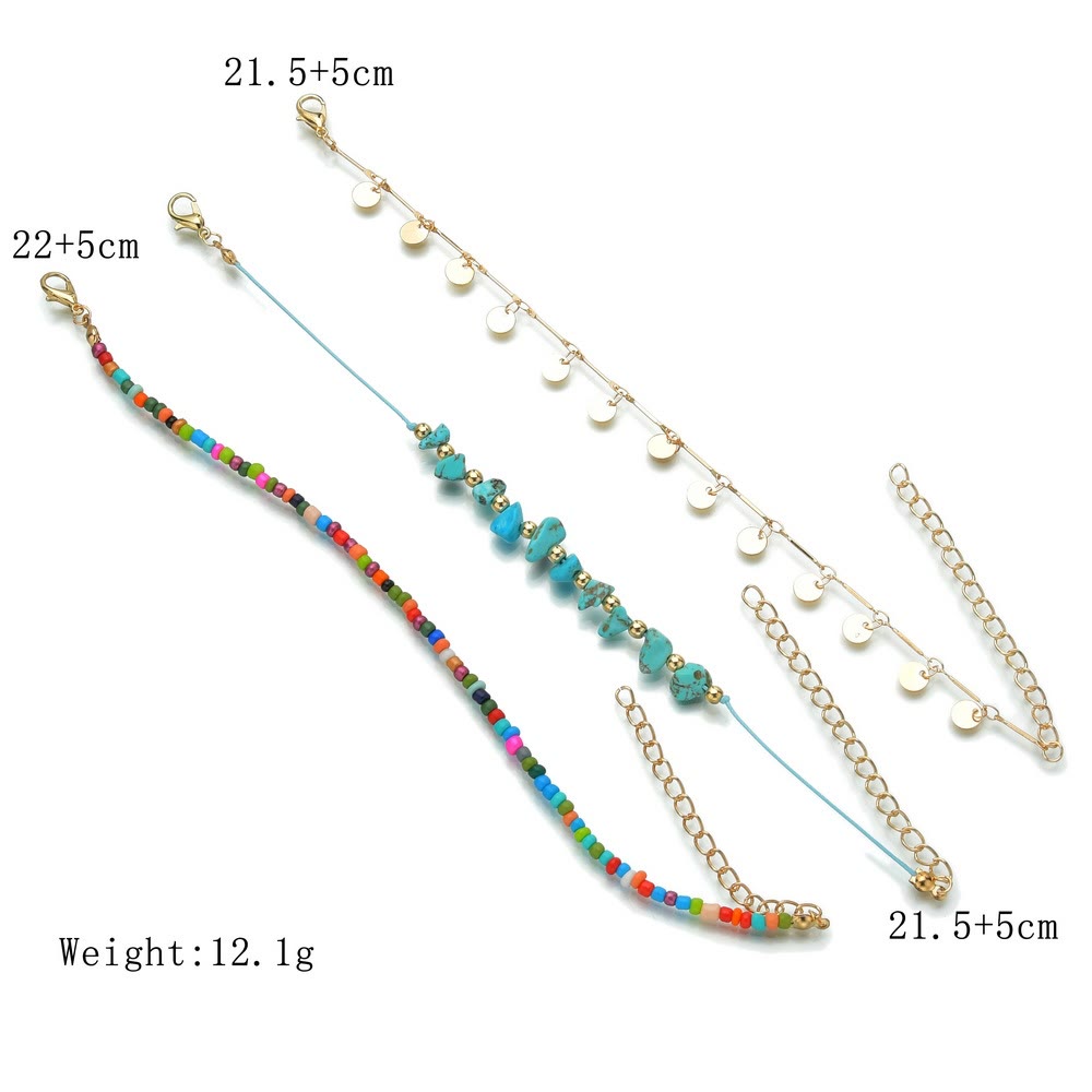 Olivenorma Turquoise Colored Beads Boho Anklet