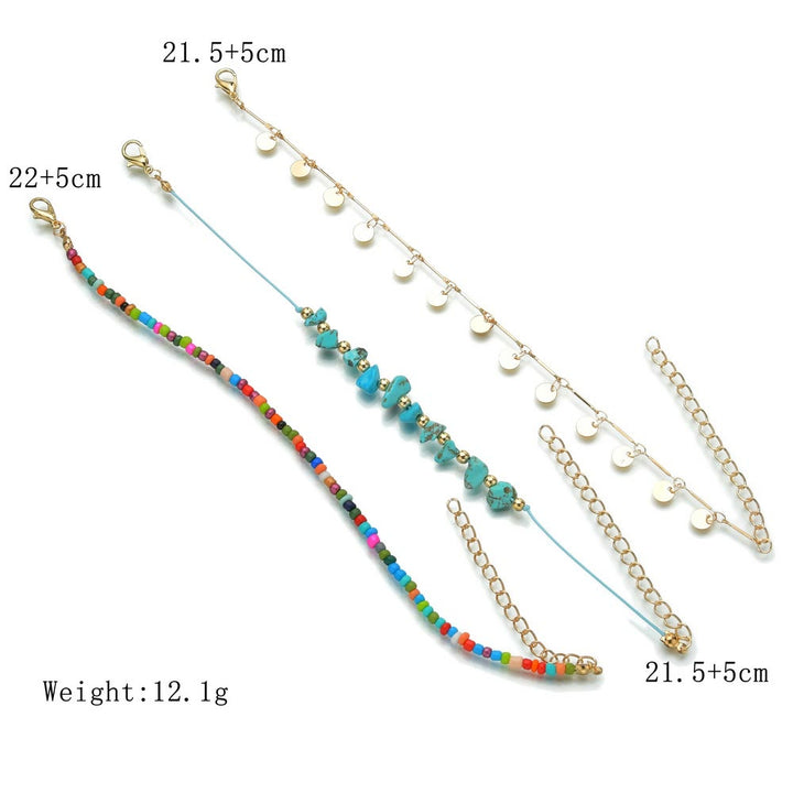 Olivenorma Turquoise Colored Beads Boho Anklet