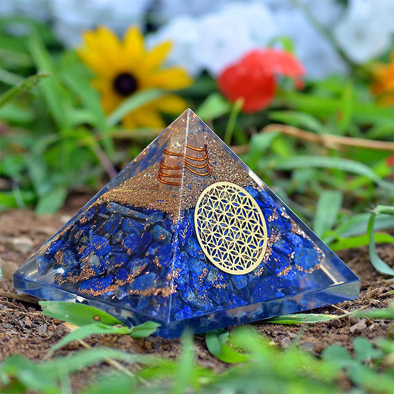 Olivenorma Lapis Lazuli Flower Of Life Orgone Pyramid