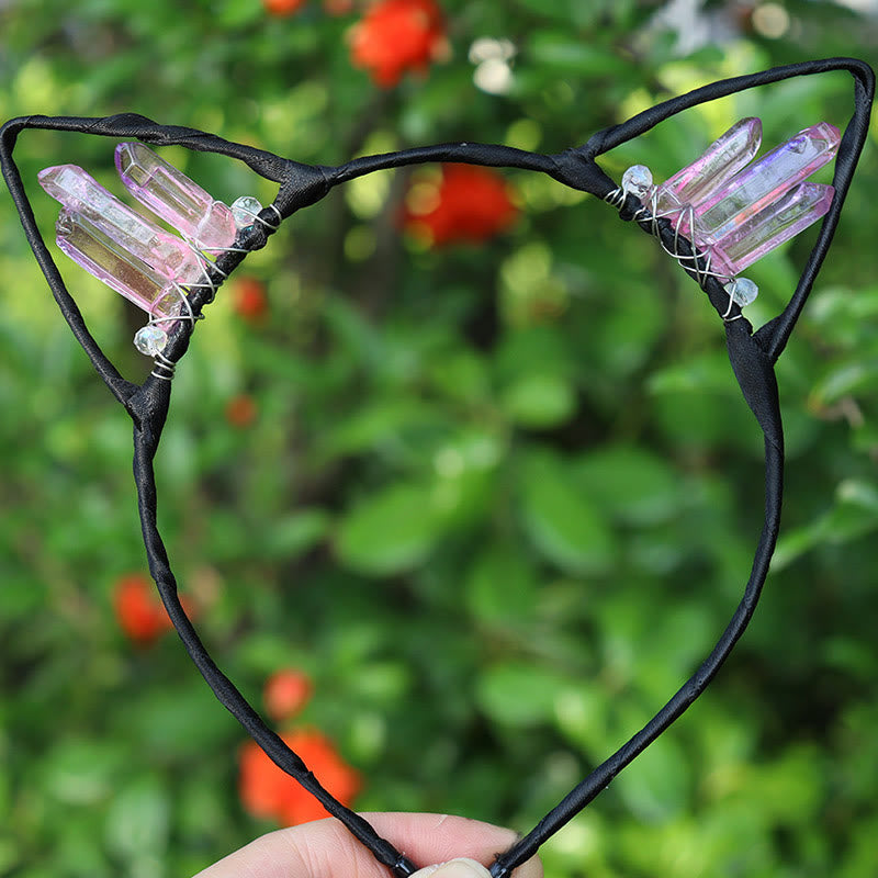 Olivenorma Electroplating Crystal Cat Ears Headband