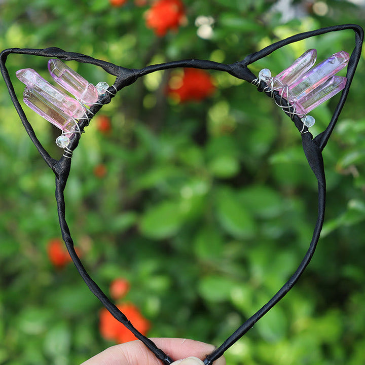 Olivenorma Electroplating Crystal Cat Ears Headband