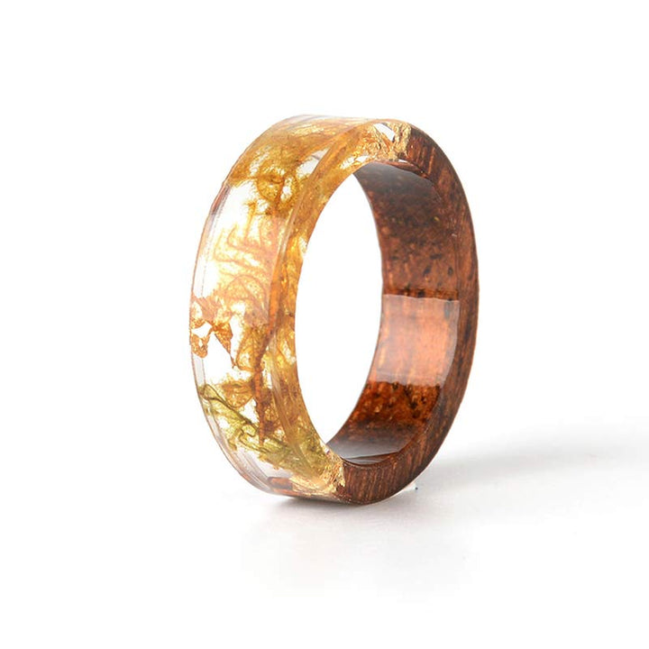 Olivenorma Intellectual & Optimistic - Handmade Wood Ring - Gold Plants - 11 - image 35