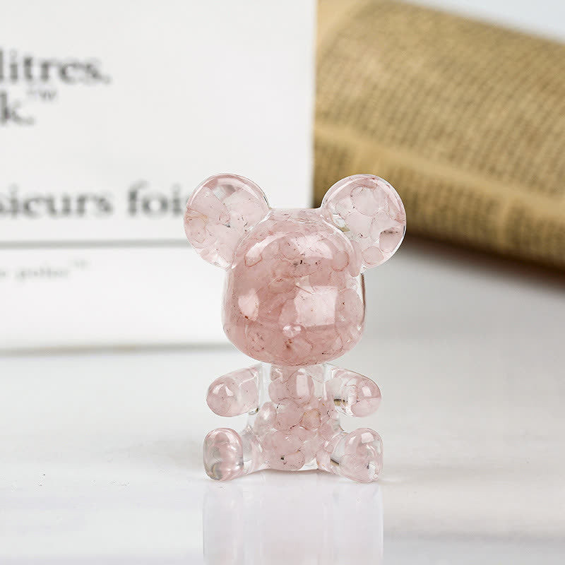 Olivenorma Cute Crystal Bear Gemstone Decoration - Rose Quartz - image 3