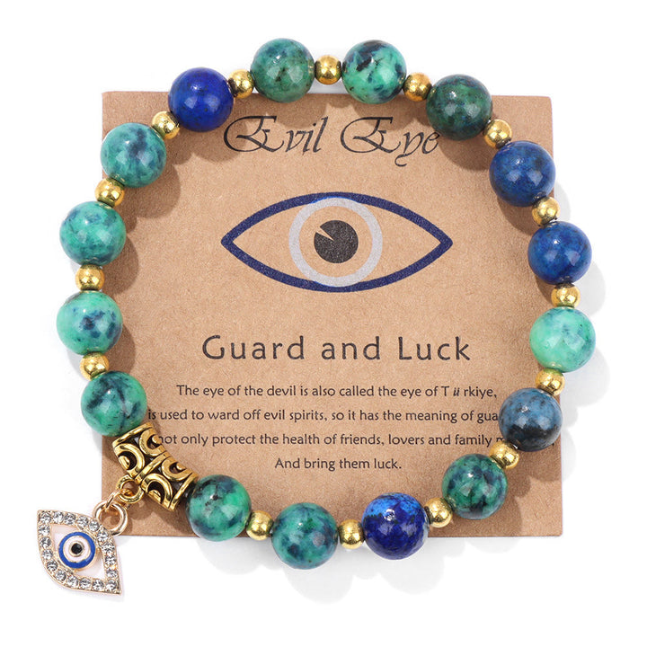 Olivenorma Natural Stone Bead Evil Eye Pendant Bracelet