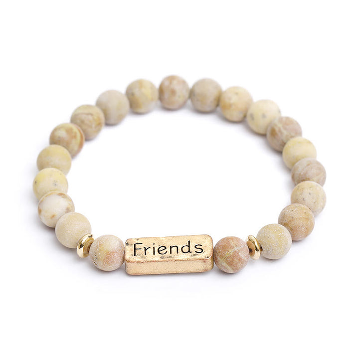 Olivenorma Natural Gemstone Friends Engraving Bracelet