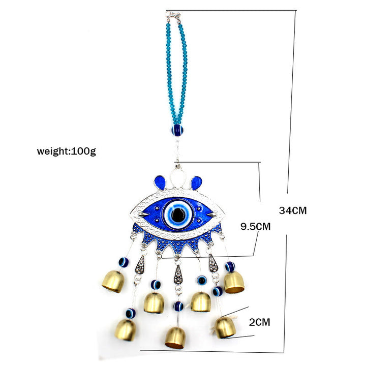 Olivenorma Turkish Blue Evil Eye With 7 Bells Wall Decor