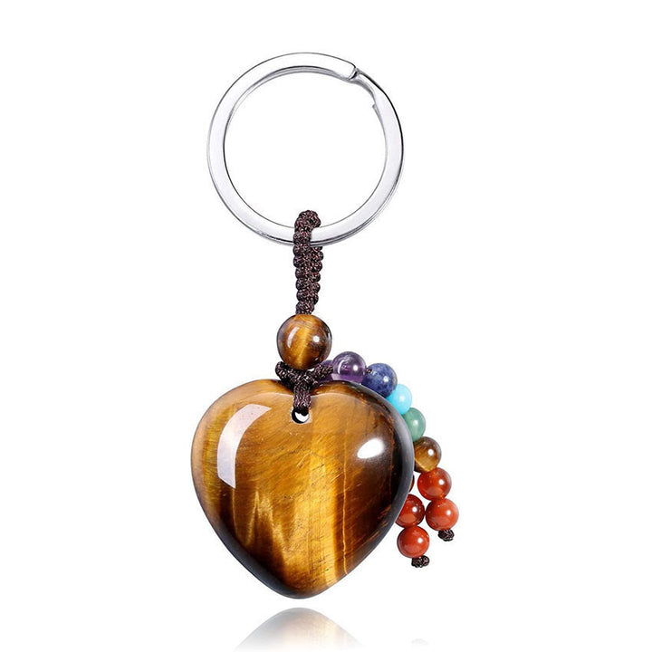 Olivenorma Natural Crystal Heart Keychain