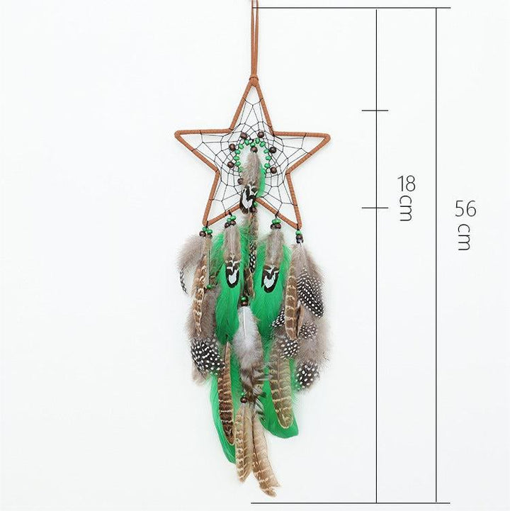 Olivenorma Natural Green Wooden Beads Peacock Feather Dream Catcher