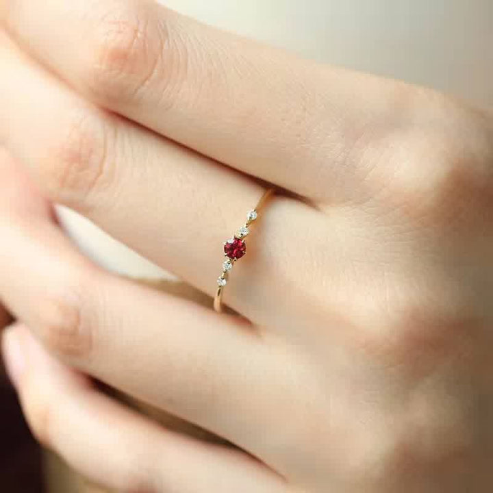 Olivenorma 18K Gold Garnet Minimalist Tiny Ring - image 3