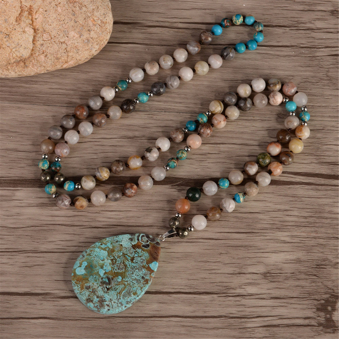 Olivenorma Handmade Natural African Turquoise Bead Necklace