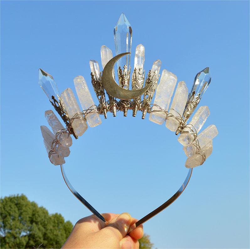 Olivenorma Handmade Moon Natural Crystal Crown - Clear Quartz - image 1