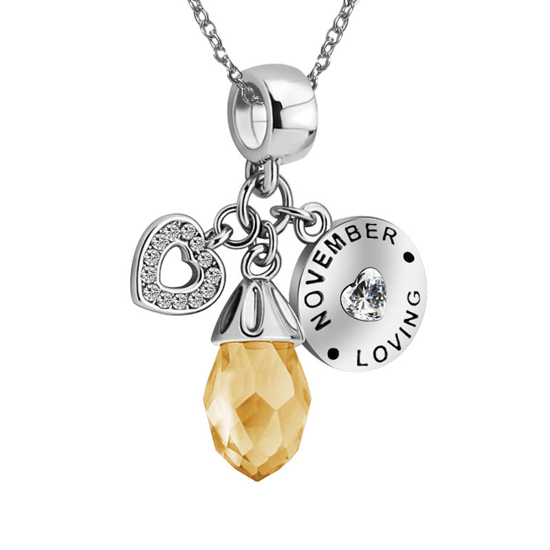 Olivenorma Diamond Heart Pendant Birthstone Necklace