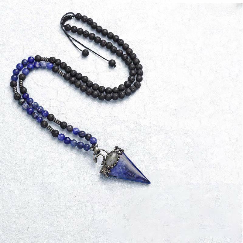 Olivenorma Natural Crystal Triangle Shape Pendant Necklace