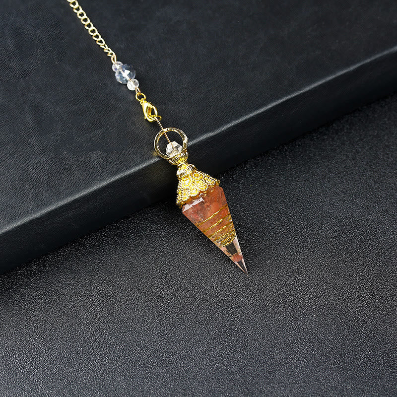 Olivenorma Natural Crystal Resin Hexagonal Pyramid Pendulum