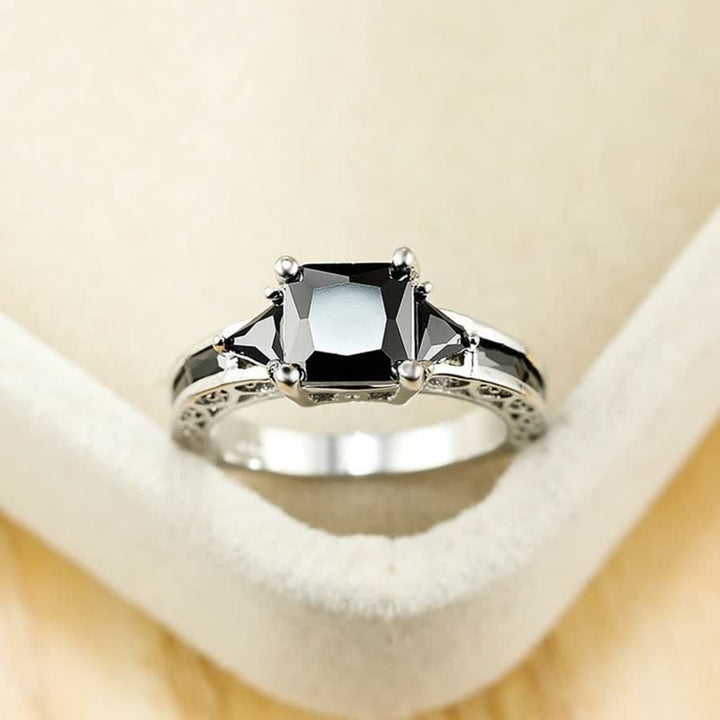 FREE Today: "Simple Pretty" -  Princess Cut Obsidian & Sapphire Ring  - image 1