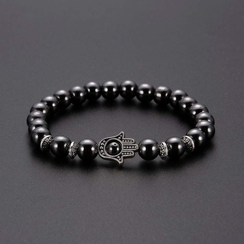 Obsidian With Hamsa Protection Bracelet - image 1