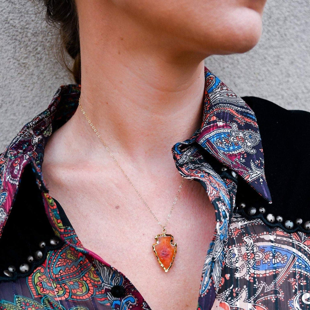 Olivenorma Natural Crystal Carnelian Arrowhead Necklace - image 1
