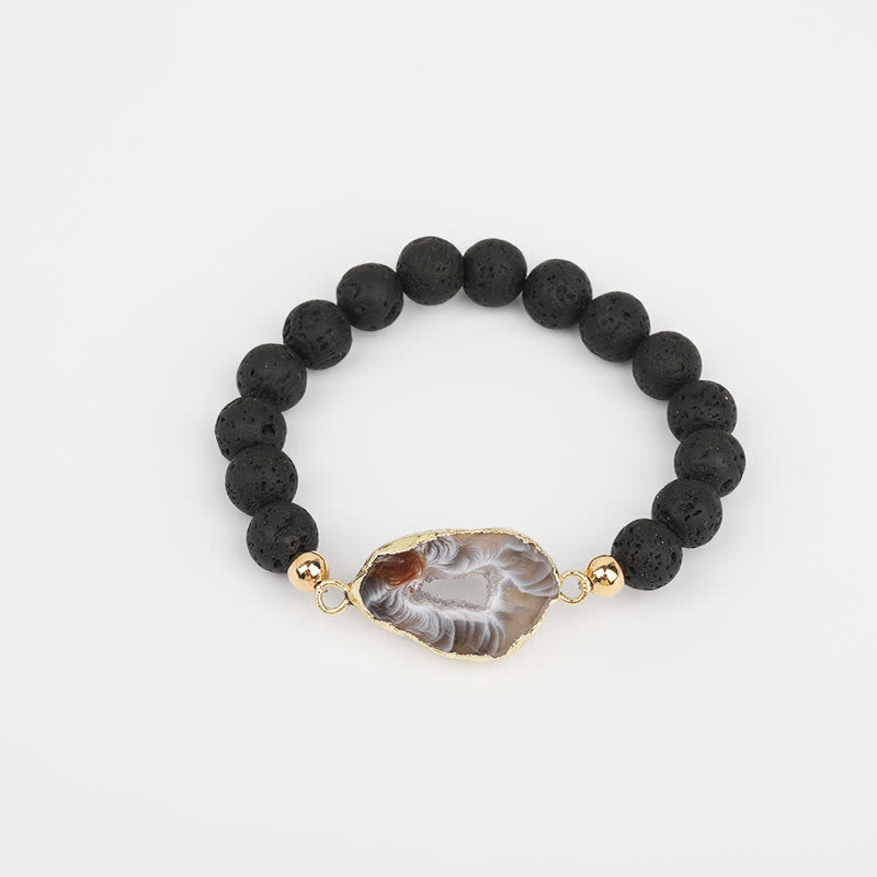 Olivenorma Natural Lava Stone Agate Beads Geode Bracelet