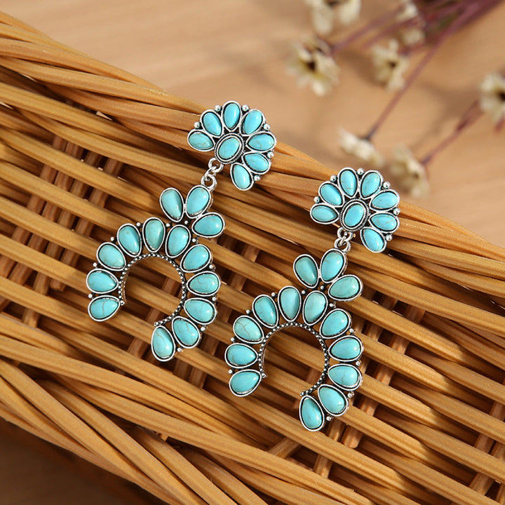 Olivenorma Chunky Turquoise Drop Bohemia Earrings