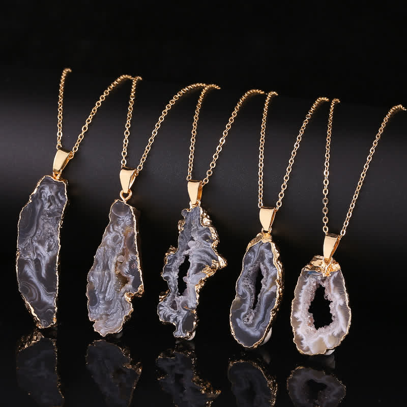 Olivenorma Natural Agate Geode Necklace