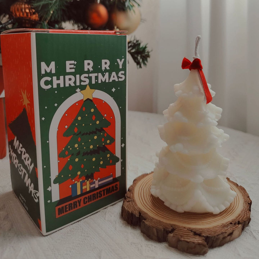 Olivenorma Carved Christmas Tree Candle