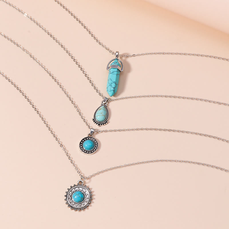 Olivenorma Turquoise Earrings Multi-layered Necklace Set