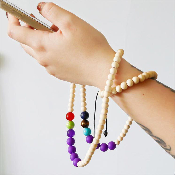 Olivenorma Natural Crystal String Handmade Wooden Beads Phone Strap