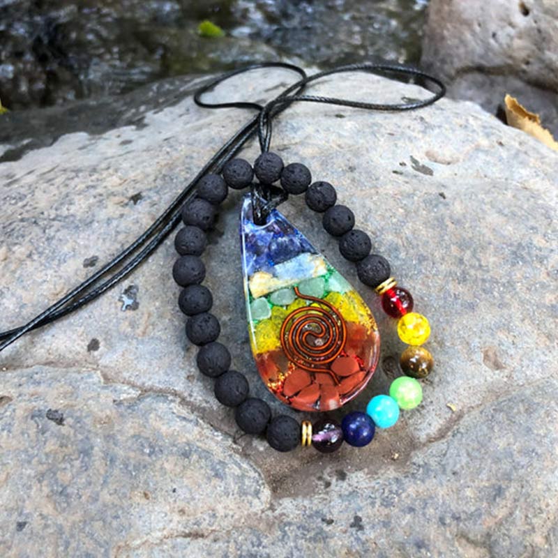 Olivenorma Chakra Rainbow Healing Orgone Necklace