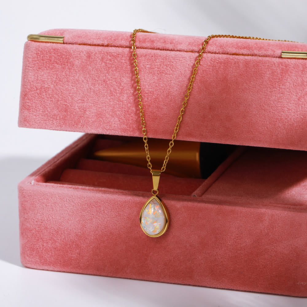 Olivenorma 18k Natural Opal Drop Shape Pendant Necklace