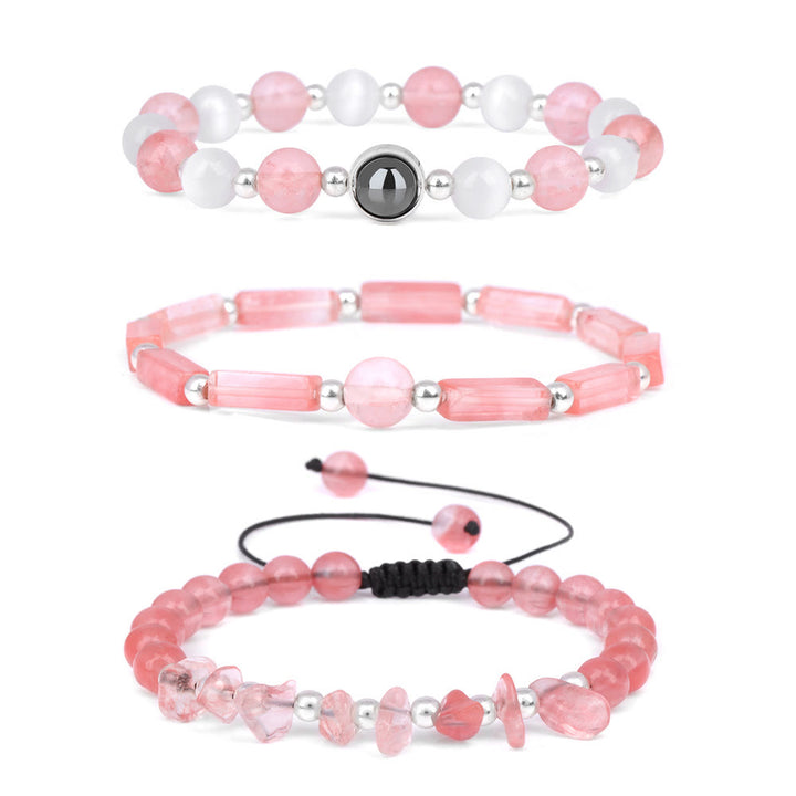 Olivenorma "Healing Wishes" Natural Crystal 3 Pieces Set Bracelet