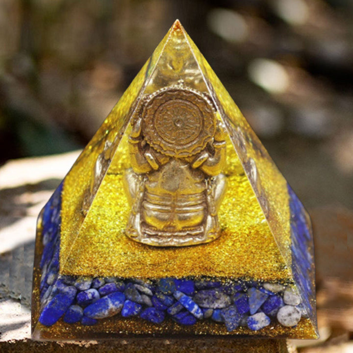 Olivenorma Lapis Lazuli With Elephant Symbol Orgone Pyramid