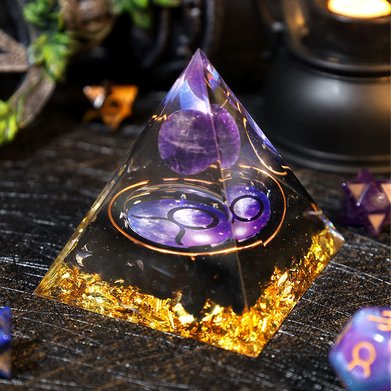 Olivenorma Amethyst Ball Obsidian Gravel Zodiac Taurus Orgone Pyramid