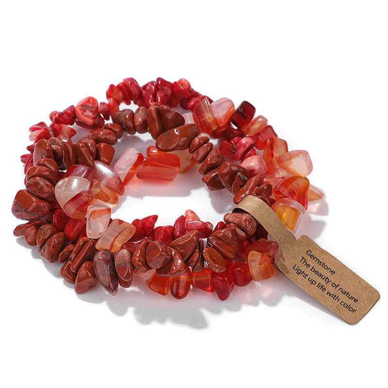 Olivenorma Natural Irregular Crystal Gravel Three Layer Bracelet