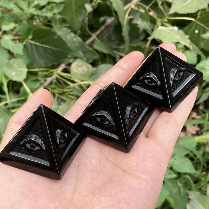 Olivenorma Obsidian Orgone Pyramid Gemstone Decoration