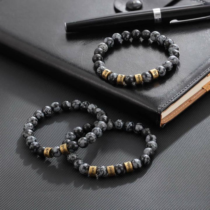 Olivenorma Natural Stone Engraving Personalized Beads Men Bracelet