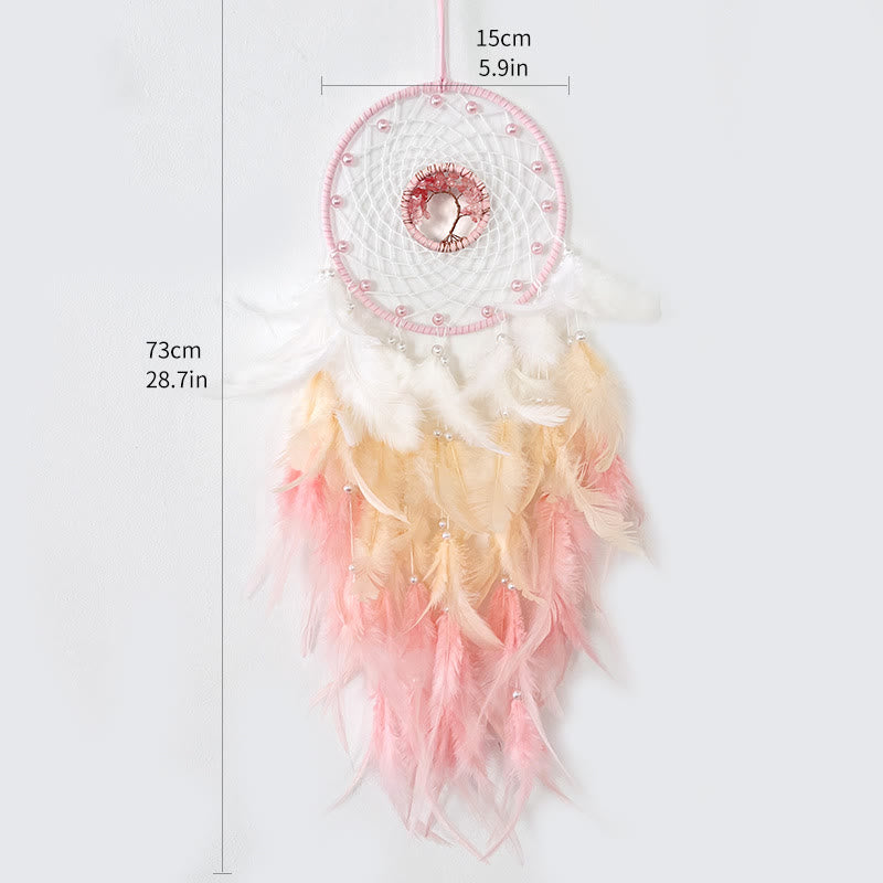 Olivenorma Crystal Tree Of Life Feather Glow Dream Catcher