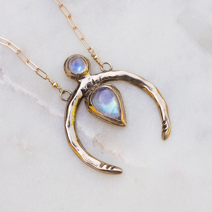 Olivenorma Gold Crescent Moonstone Necklace