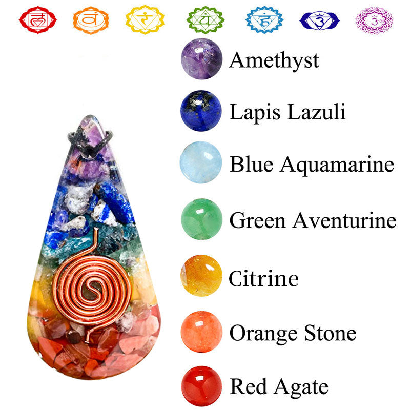 Olivenorma Chakra Rainbow Healing Orgone Necklace