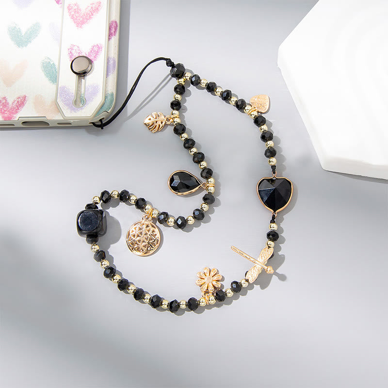 Olivenorma Crystal Pearl Drop Heart Shape Phone Strap - image 1